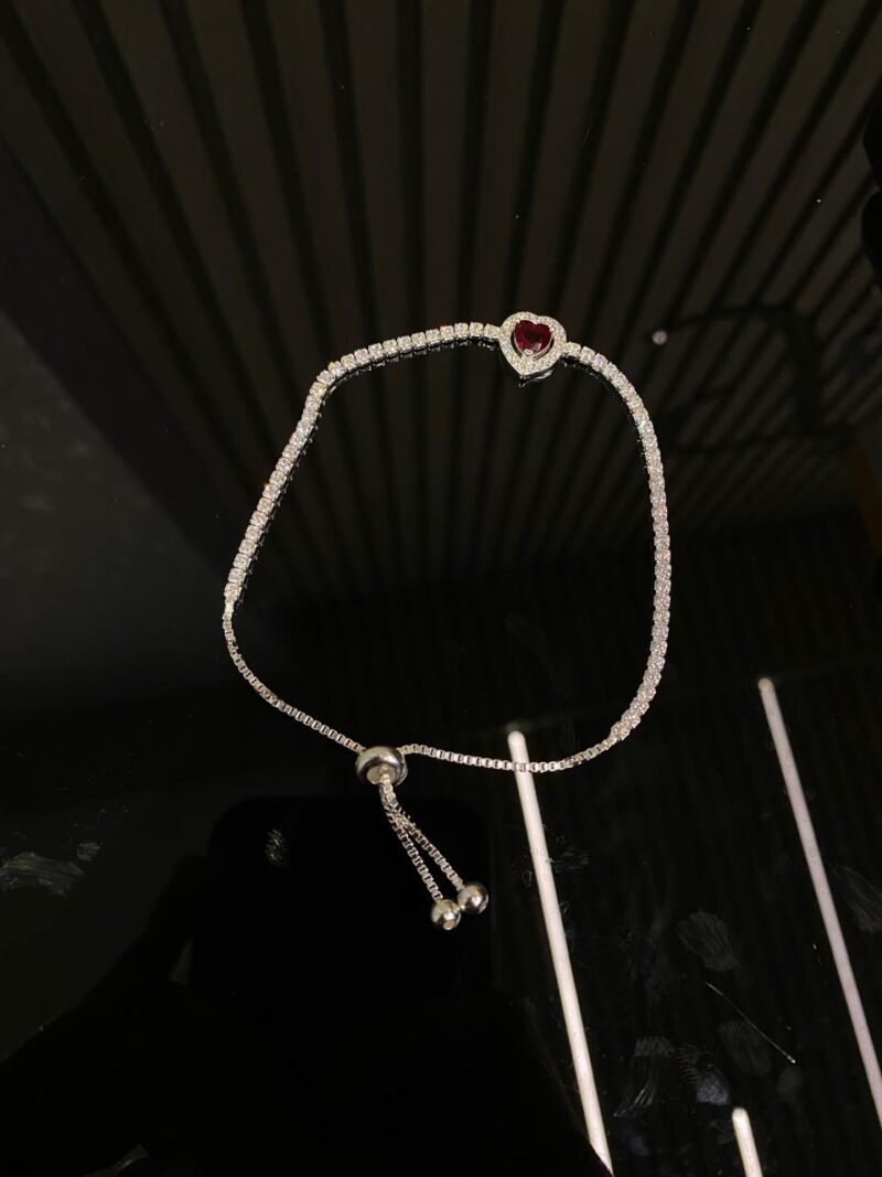 GUILLO DE CORAZON ROJA EN PLATA 925