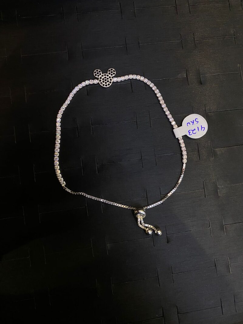 PULSERA DE MINNIE NEGRO EN PLATA 925