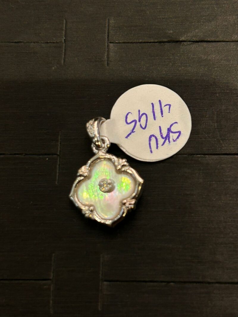 MEDALLA DE TREBOL ROSA EN PLATA 925