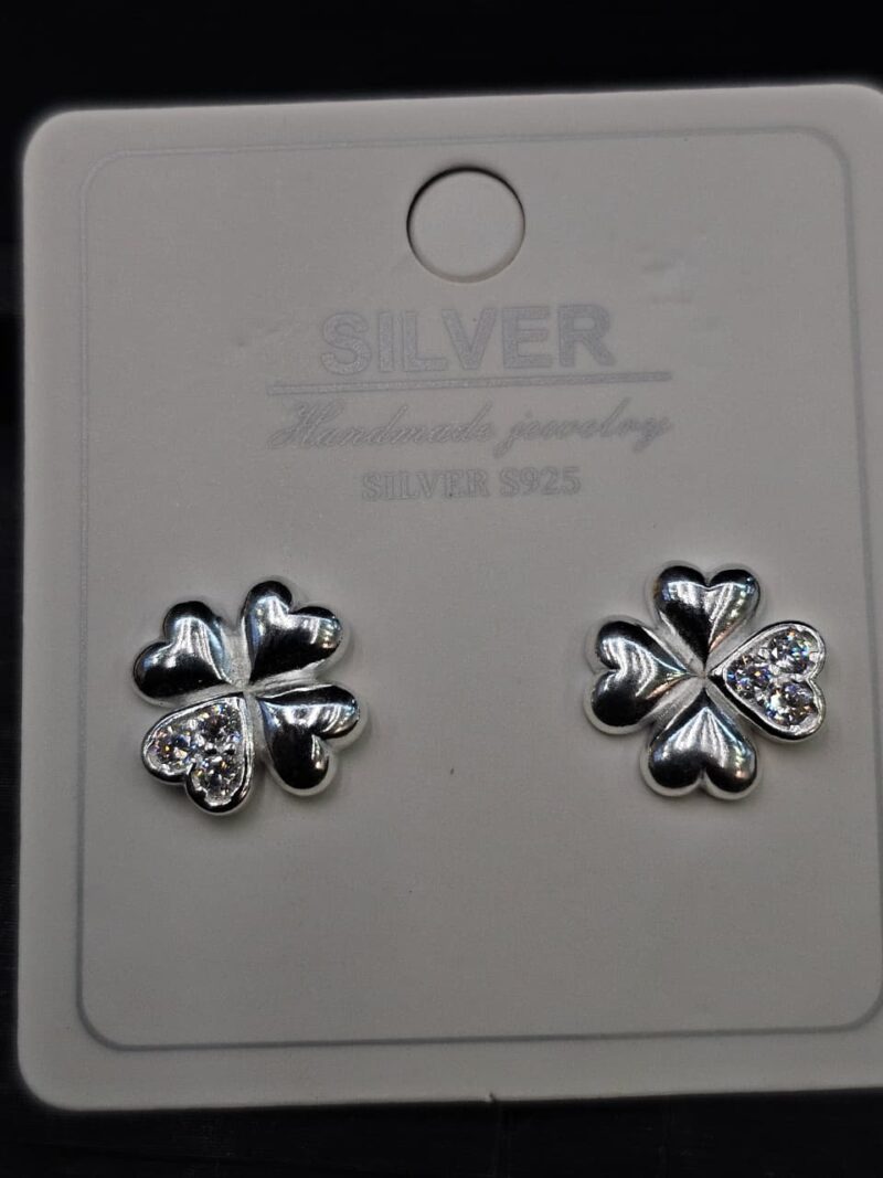 ARETES DE TREBOL EN PLATA 925