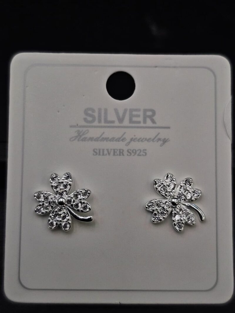 ARETES DE TREBOL EN PLATA 925